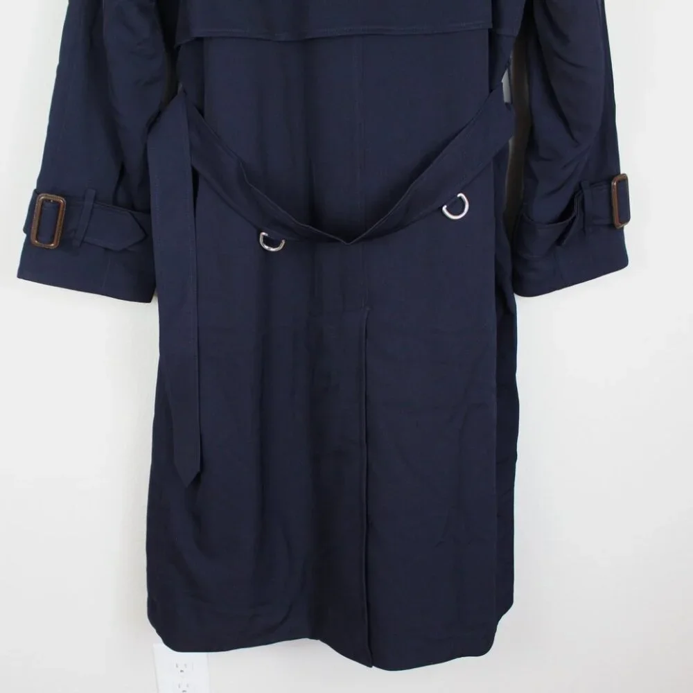 NWT Burberry Gemini Wool Trench Coat, US 12, Dark Blue Luxe Belted Iconic Style - Picture 14 of 16